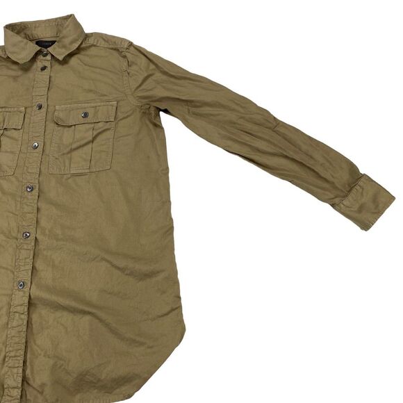 J.CREW Button Up Shirt Womens Size 2 Green Cotton Casual Collared Long Sleeve - Picture 11 of 14